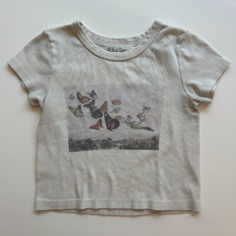 John Galt White short sleeve graphic baby tee - OS